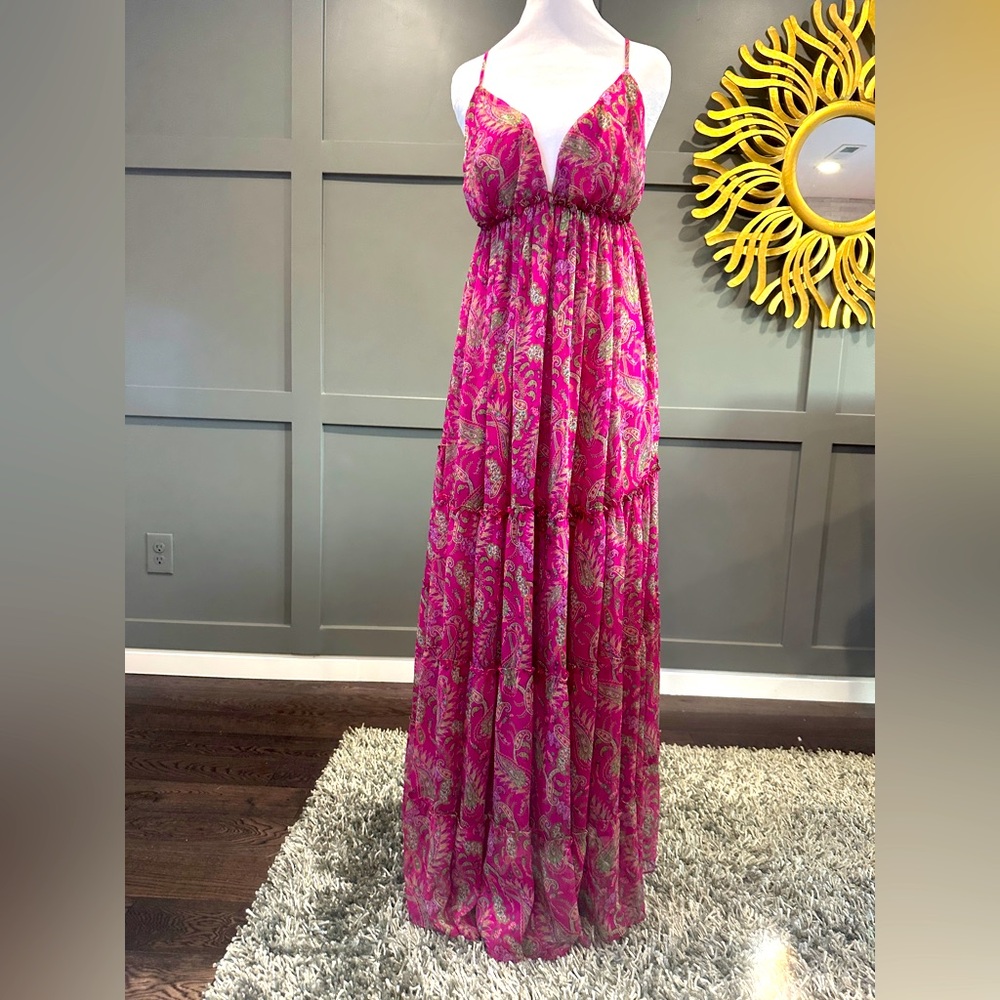 NWT MISA Los Angeles Lia Dress Paisley floor length dress size Small
